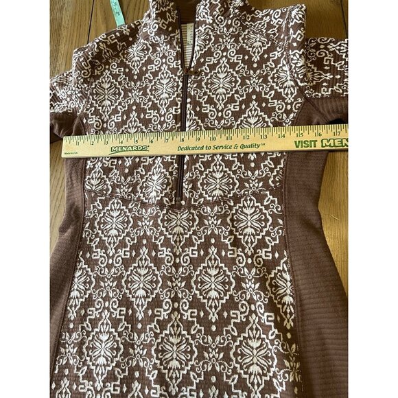 Sahalie Anthropologie Jacquard‎ Sheath Dress Sz M Brown/White Stretch Modern - Picture 5 of 12